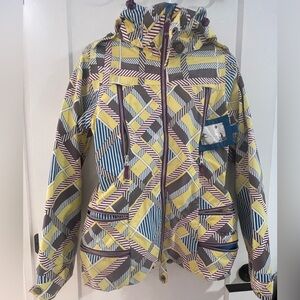 Burton Women's DryRide Yellow and Blue Geometric Ski Jacket